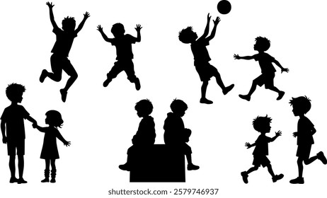 Stylish silhouettes set of children