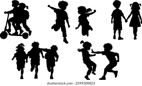 Stylish silhouettes set of children