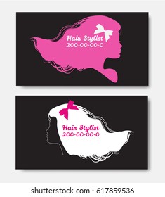 Stylish silhouettes of women with long hair. 
