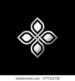 Stylish Silver Flower logo. For personal or business. This logo is good for any industry. Modern, elegant, simple. Vector Illustration