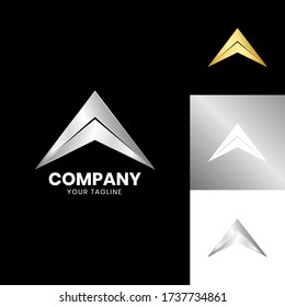 Stylish Silver Letter A Arrow Navigation Logo. For personal or business. Elegant, modern and minimalist. This logo is good for any industry. Vector Illustration. Anyone can use this design easily.