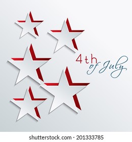 Stylish silver stars in red and grey color for 4th of July, American Independence Day celebrations. 