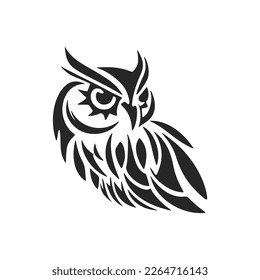 Stylish simple black owl logo. Isolated on a white background.