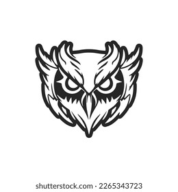 Stylish simple black owl logo. Isolated on a white background.