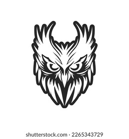 Stylish simple black owl vector logo. Isolated on a white background.