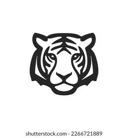 Stylish simple black white vector logo tiger. Isolated on a white background.