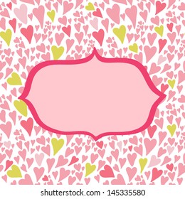Stylish simple card with text box. Romantic wedding invitation in vector.