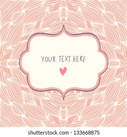 Stylish simple card with textbox. Romantic wedding invitation in vector.