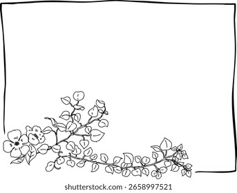 Stylish simple leaf plant frame, postcard, letter