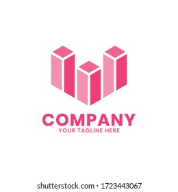 Logo de monograma de construcción de amor simple y estiloso