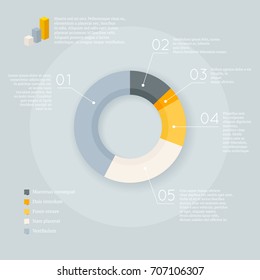 Stylish simple pie donut chart diagram vector template 