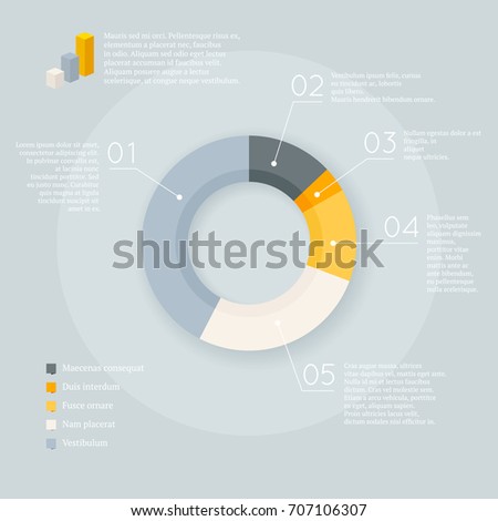 Stylish simple pie donut chart diagram vector template 