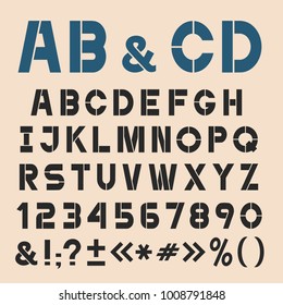 Stylish simple universal font, alphabet letters,numbers and punctuation marks. Vector set