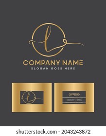 Stylish simplifies and one truly outstanding script letter type L logo and business card template