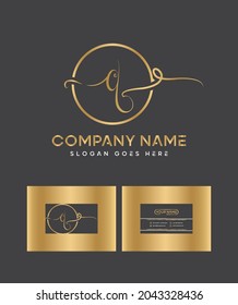 Stylish simplifies and one truly outstanding script letter type Q logo and business card template