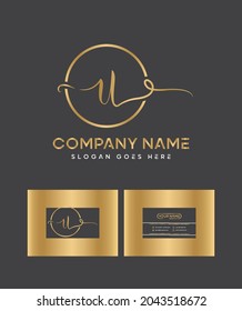 Simplifica con estilo y una letra de guión de tipo de letra realmente excepcional: logotipo de la U y plantilla de tarjeta de visita