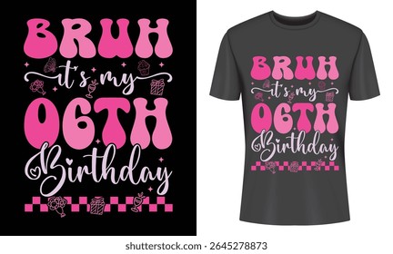 Design elegante em árvore de sexto aniversário. A fonte retrô, os acentos rosa e os elementos lúdicos criam uma camisa de aniversário única e memorável. Perfeito para celebrações.