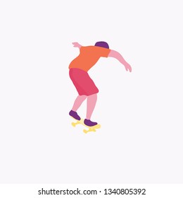 Stylish skater in jeans and sneakers. Skateboard. Vector illustration for a postcard or a poster, print for clothes. Street cultures.