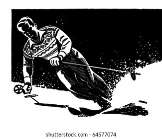 Stylish Skier - Retro Clipart Illustration