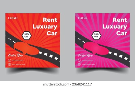 STYLISH AND SLEEK SPORT CAR RENTAL AND SALES BANNER EMPHASIZE SET FOR SOCIAL MEDIA POST AND STORY TEMPLATE VECTOR