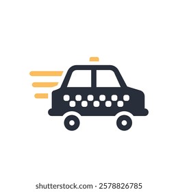 A stylish and sleek vector icon representing an efficient ondemand taxi service, effectively showcasing a moving taxi which is perfect for quick and convenient transportation in urban areas
