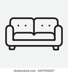 Ícone de Sofá Sleeper Elegante em Linha de Arte Minimalista