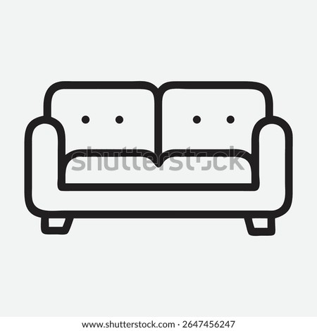 Stylish Sleeper Sofa Icon in Minimalist Line Art Style