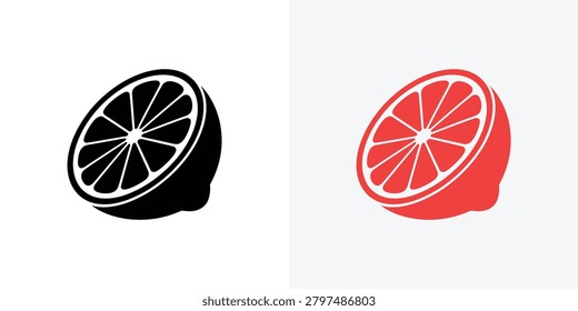 Stylish sliced lemon graphics in black and red tones ideal for food blogs recipes and vibrant design projects emphasizing freshness and flavor
