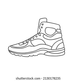 Stylish sneakers vector drawing black and white. funny dood l with sneakers