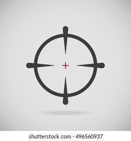 Stylish sniper  icon purpose target weapon  with shadow on a gray background is insulated. Vector illustration for web design.