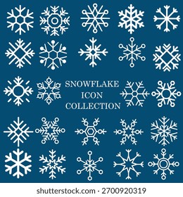 Stylish snowflake isolated icon collection vector. Perfect for winter, Christmas, and holiday designs. Modern minimal blue snowflake symbols for backgrounds, cards, patterns, and seasonal decorations.