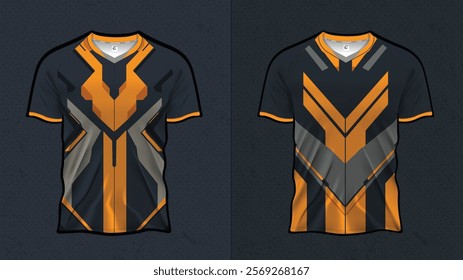 Stylish Soccer Jersey and Sports T-Shirt Design for Racing, Gaming, E-Sports, and Football | Double-Sided Vector Mockup Illustration