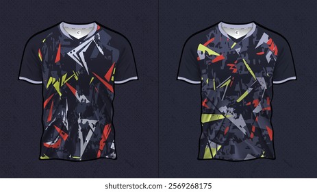 Stylish Soccer Jersey and Sports T-Shirt Design for Racing, Gaming, E-Sports, and Football | Double-Sided Vector Mockup Illustration