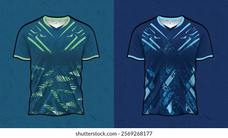 Stylish Soccer Jersey and Sports T-Shirt Design for Racing, Gaming, E-Sports, and Football | Double-Sided Vector Mockup Illustration