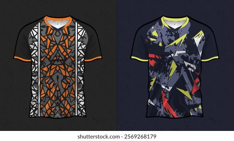 Stylish Soccer Jersey and Sports T-Shirt Design for Racing, Gaming, E-Sports, and Football | Double-Sided Vector Mockup Illustration