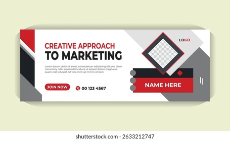 Stylish Social media Business Page Cover with Red and White Color Scheme