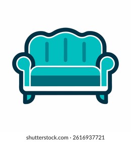 Stylish Sofa Icon Design Flat Vector Graphic on White Background