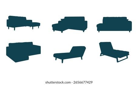 Sofá elegante Siluetas Colección Muebles modernos Diseño Set Sofá seccional Chaise Lounge