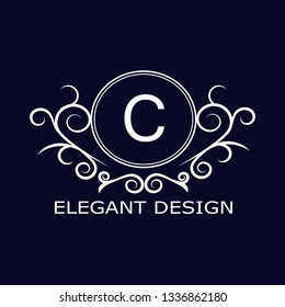 Stylish, sophisticated monogram design. Calligraphic elegant design of the logo of the letter C. Business sign for royalty, boutique, cafe, hotel, heraldry, jewelry, wine. Vector illustration