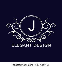 Stylish, sophisticated monogram design. Calligraphic elegant design of the logo of the letter J. Business sign for royalty, boutique, cafe, hotel, heraldry, jewelry, wine. Vector illustration