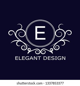 Stylish, sophisticated monogram design. Calligraphic elegant design of the logo of the letter E. Business sign for royalty, boutique, cafe, hotel, heraldry, jewelry, wine. Vector illustration