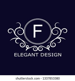 Stylish, sophisticated monogram design. Calligraphic elegant design of the logo of the letter F. Business sign for royalty, boutique, cafe, hotel, heraldry, jewelry, wine. Vector illustration