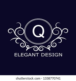 Stylish, sophisticated monogram design. Calligraphic elegant design of the logo of the letter Q. Business sign for royalty, boutique, cafe, hotel, heraldry, jewelry, wine. Vector illustration