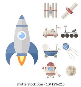 Stylish space ship constellation astrology radar cosmos universe technology meteor science shuttle astronaut rocket satellite vector.