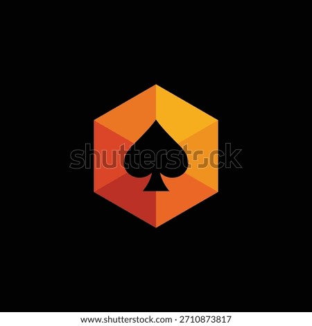 Stylish spade symbol within a vibrant gradient hexagon, a modern emblem representing strategy, success, and sophisticated gaming. Perfect for a premium brand identity