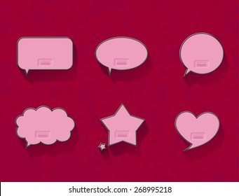Stylish speech balloons for a text with metal rim.