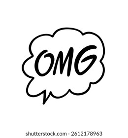 A stylish speech bubble featuring the phrase OMG, perfect for social media posts and digital content.