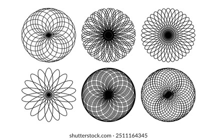 O logotipo elegante do ícone da esfera com um contorno circular e um símbolo de figura único, criando um sinal ou emblema profissional usando curvas finas e fluentes para uma aparência moderna e elegante.