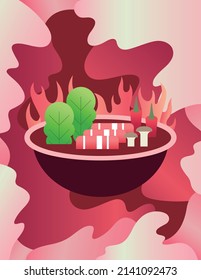 Stylish spicy hot pot illustration