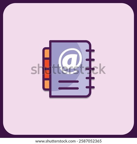 Stylish Spiral Notebook Icon with Email Symbol